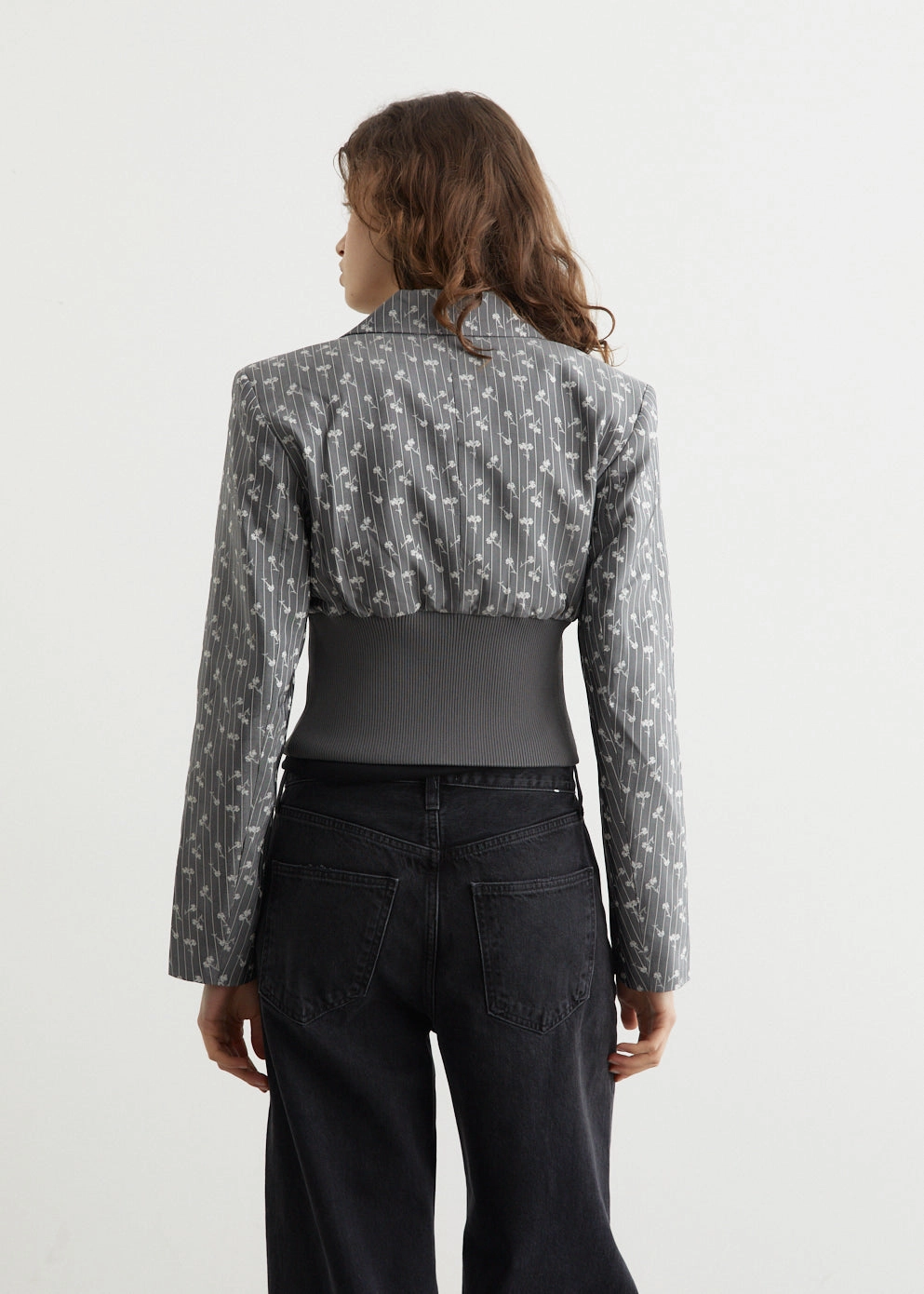 Acetate Jacquard Cropped Blazer