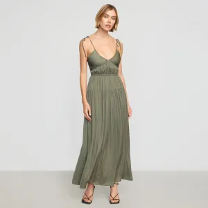Aisling Tie-Shoulder Sweetheart-Neck Dress