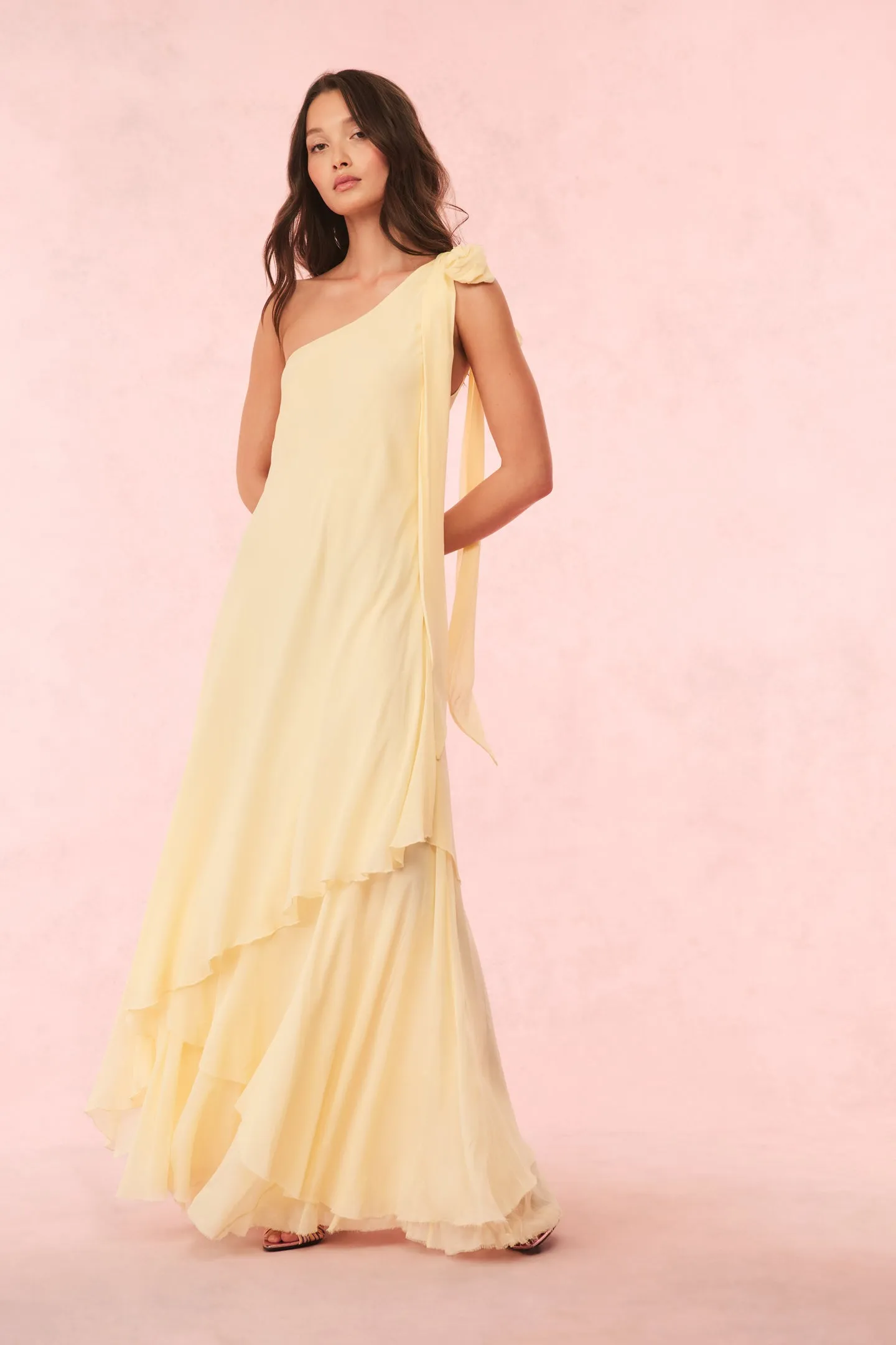 Alliara Chiffon One-Shoulder Gown