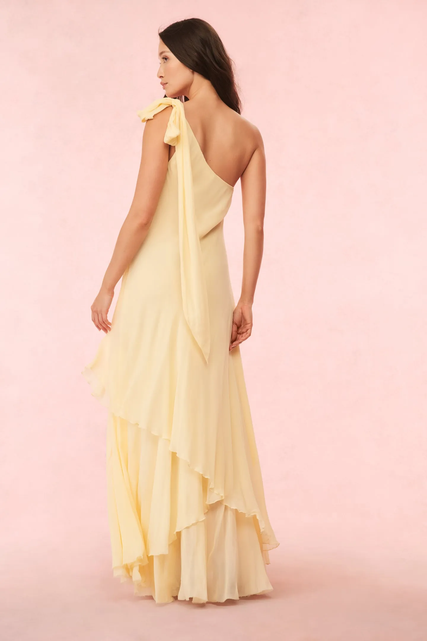 Alliara Chiffon One-Shoulder Gown