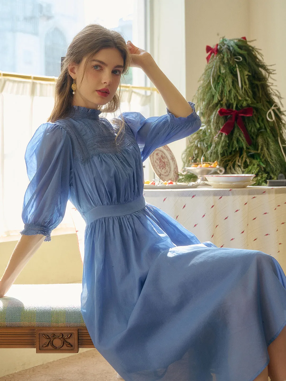 Averie Lace Panel Emerald Green Dress