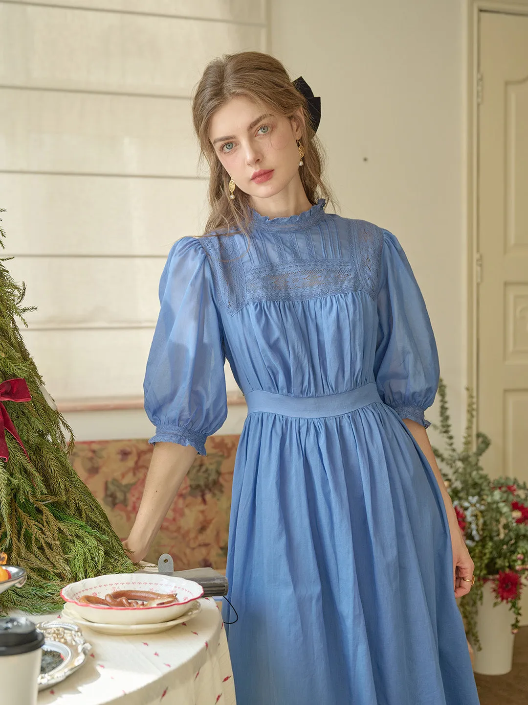 Averie Lace Panel Emerald Green Dress
