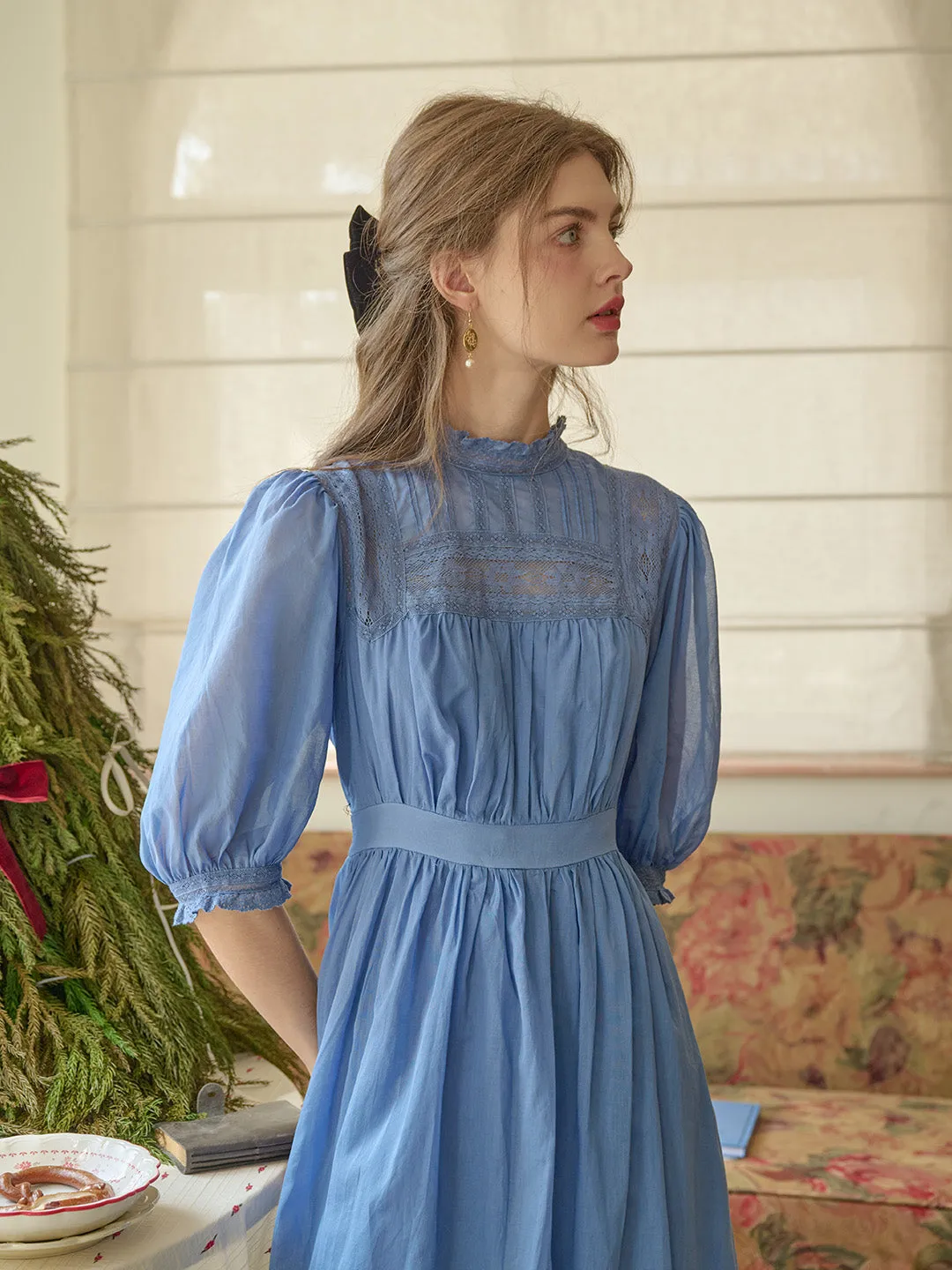 Averie Lace Panel Emerald Green Dress