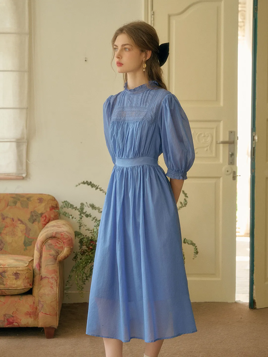 Averie Lace Panel Emerald Green Dress