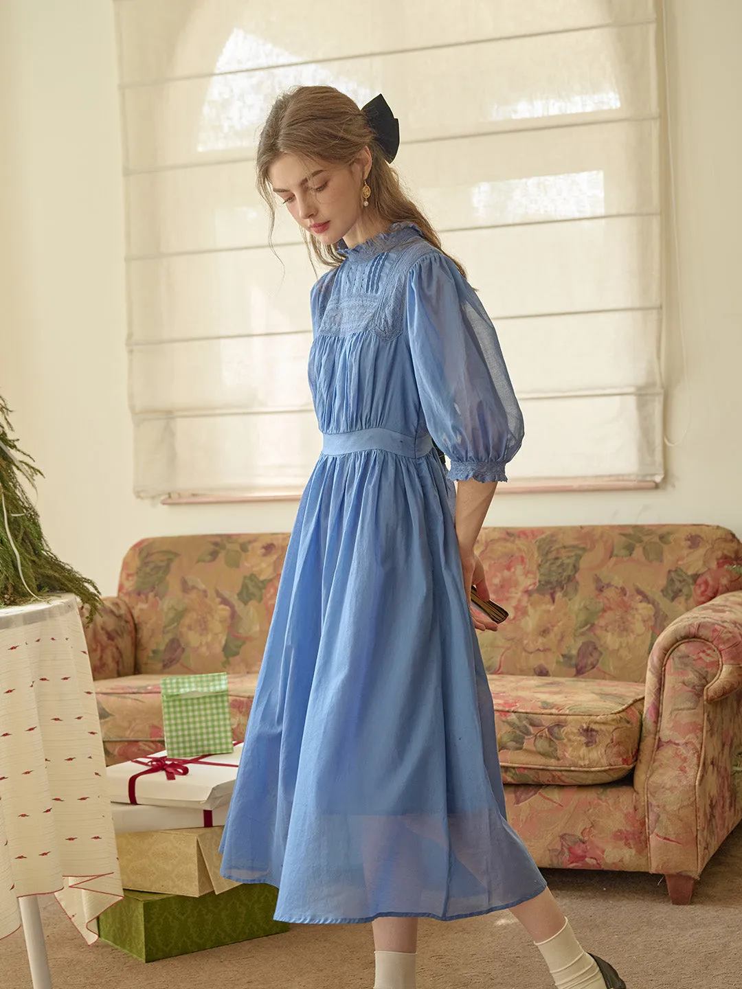 Averie Lace Panel Emerald Green Dress