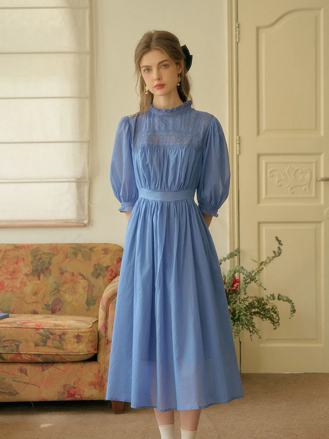 Averie Lace Panel Emerald Green Dress