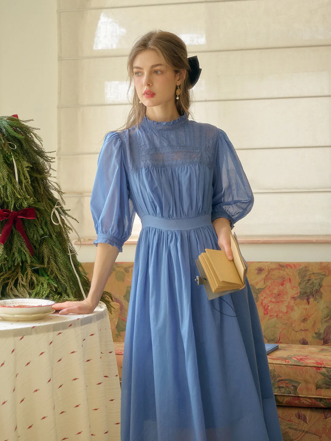 Averie Lace Panel Emerald Green Dress