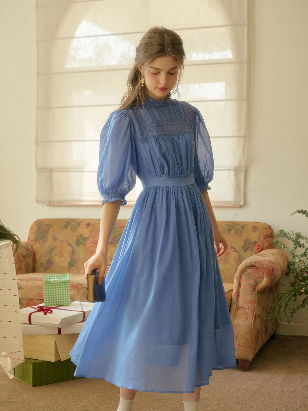 Averie Lace Panel Emerald Green Dress