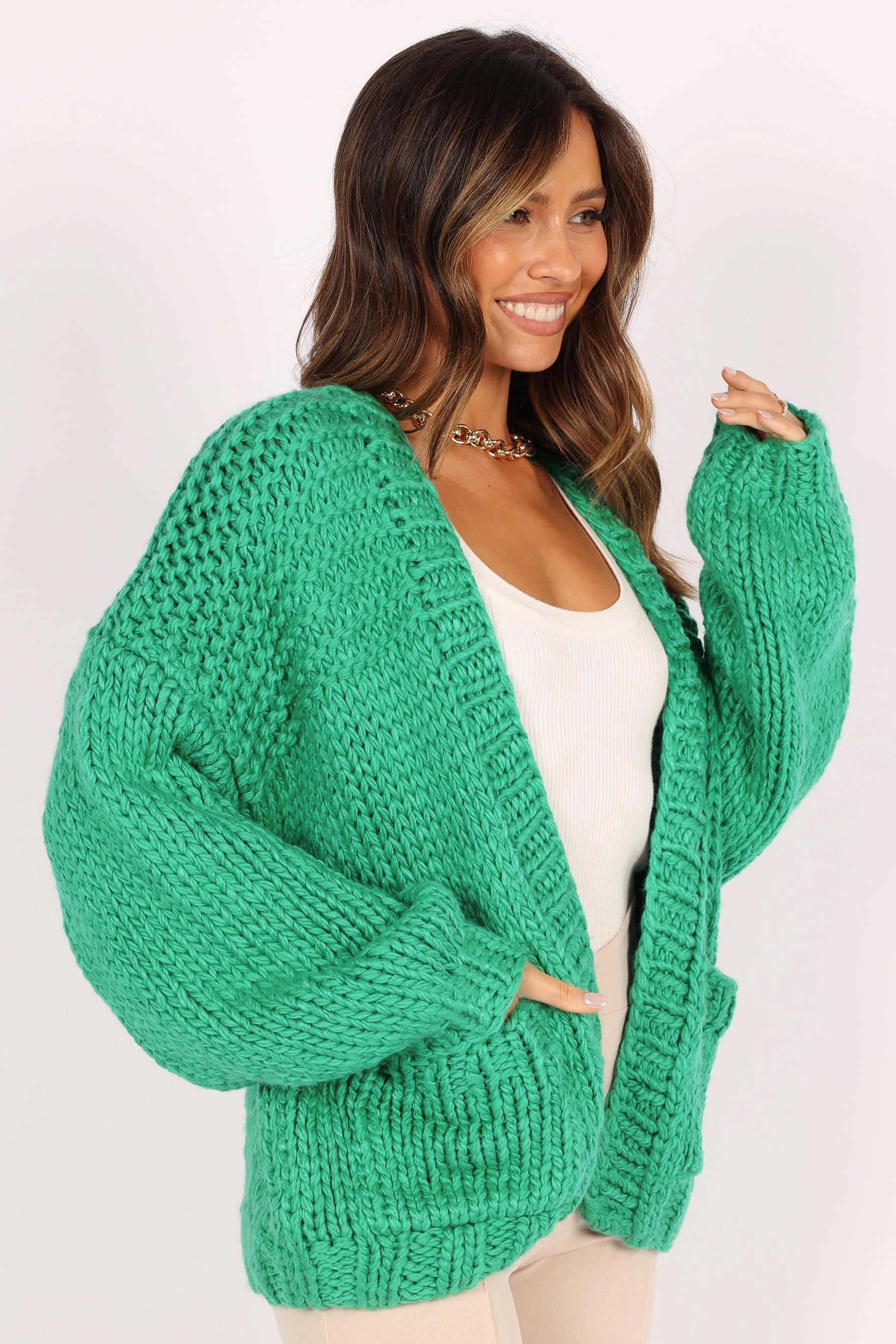 Cara Handknit Cardigan - Green