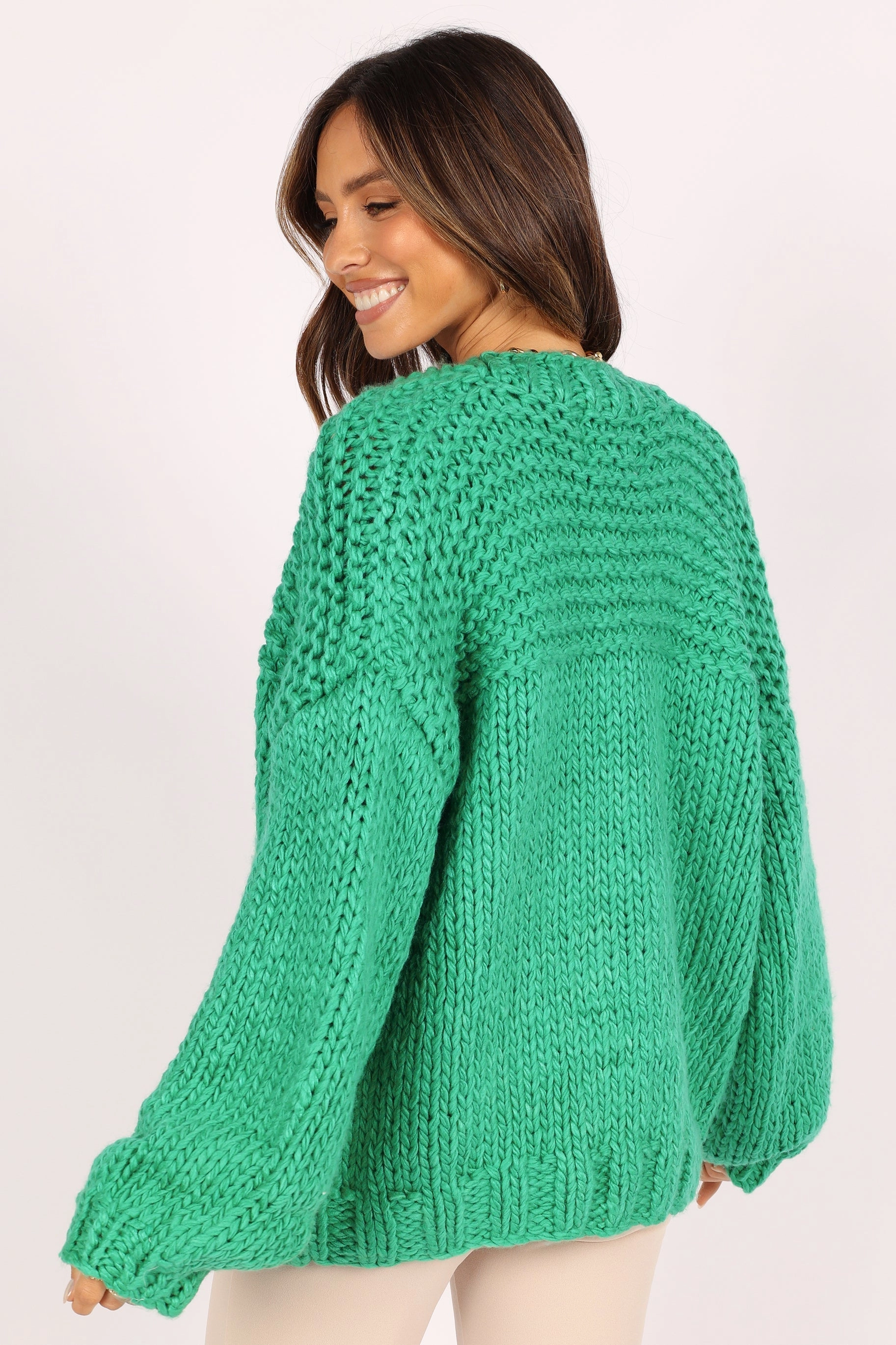 Cara Handknit Cardigan - Green