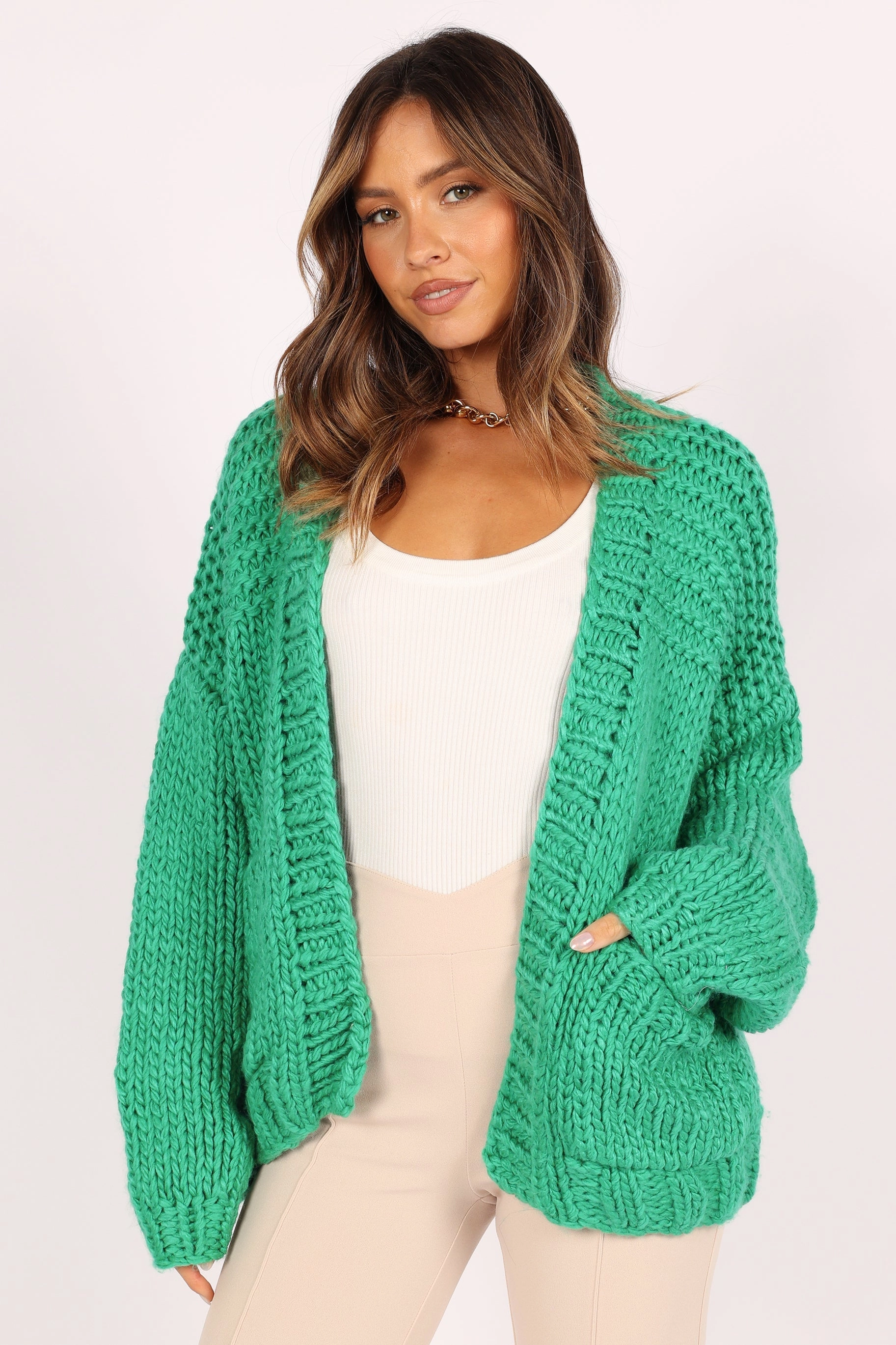 Cara Handknit Cardigan - Green