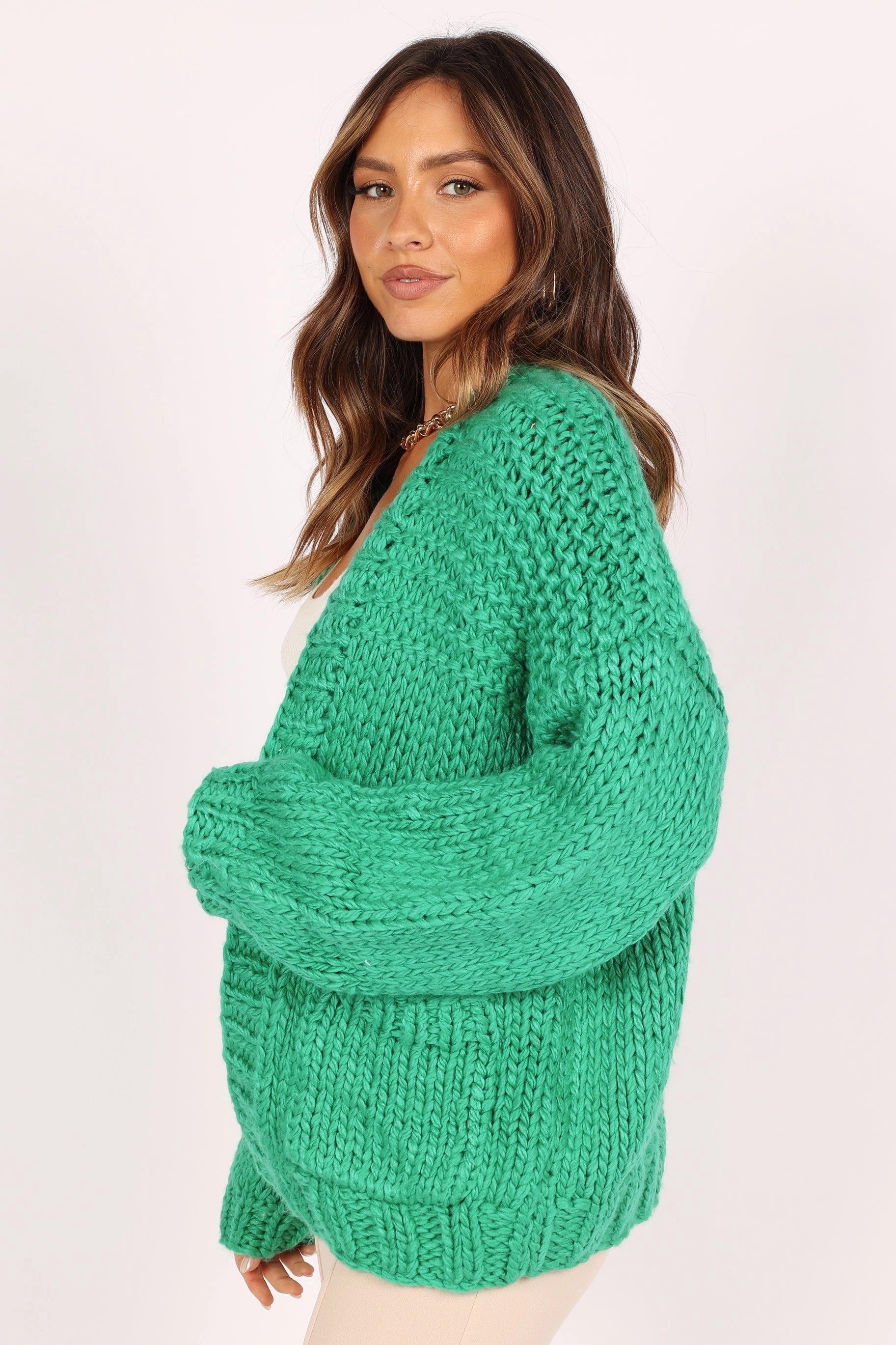 Cara Handknit Cardigan - Green
