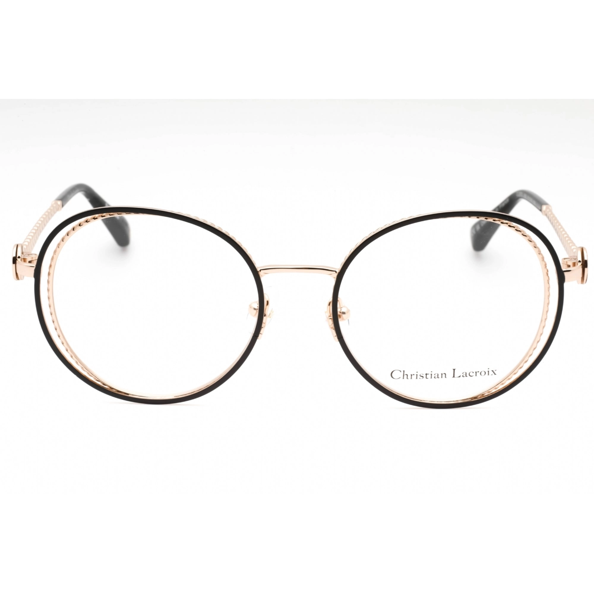 Christian Lacroix Women's Eyeglasses - Gold/Black Metal Round Shape Frame| CL3070 006