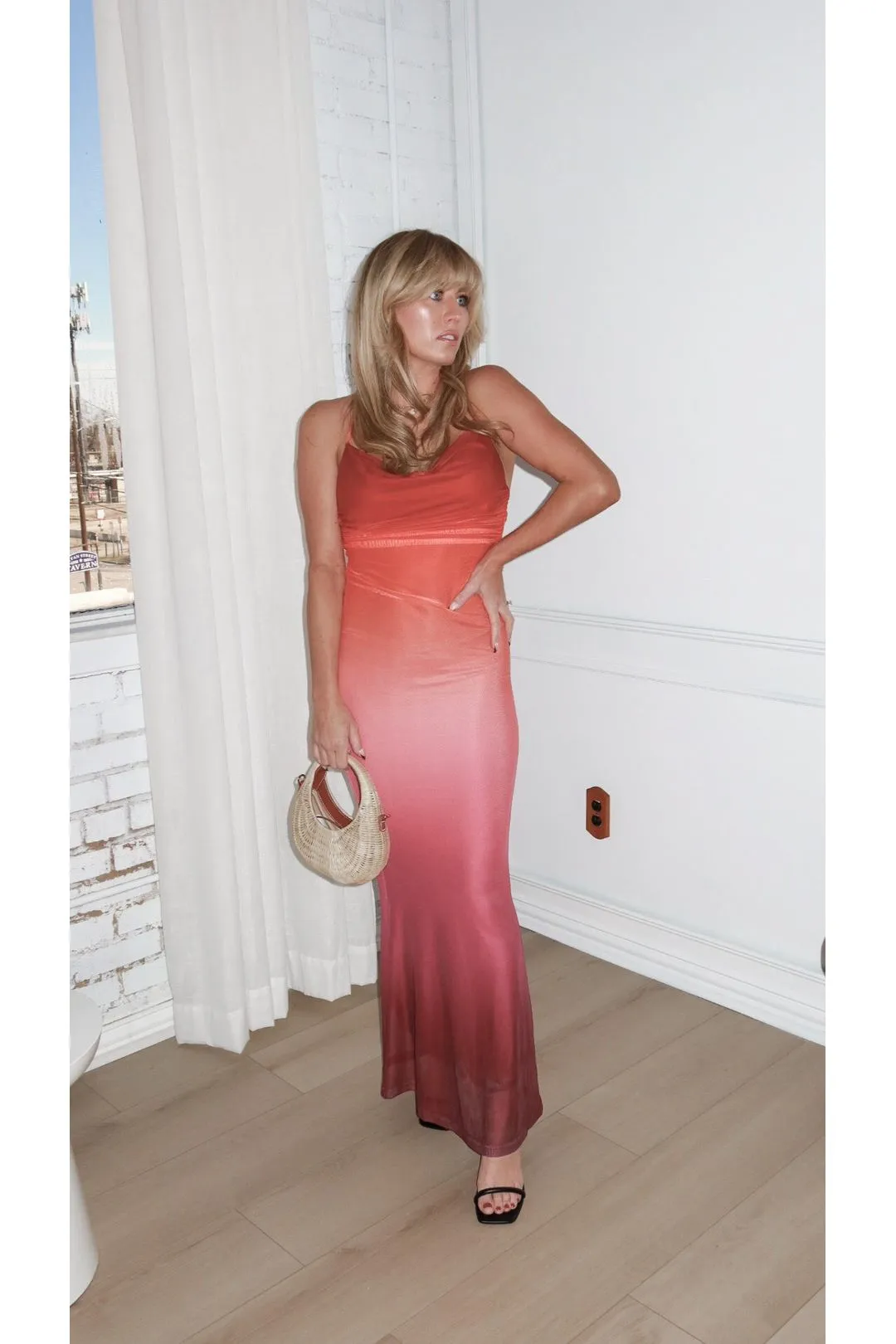 Cosima Ombre Mesh Maxi Dress