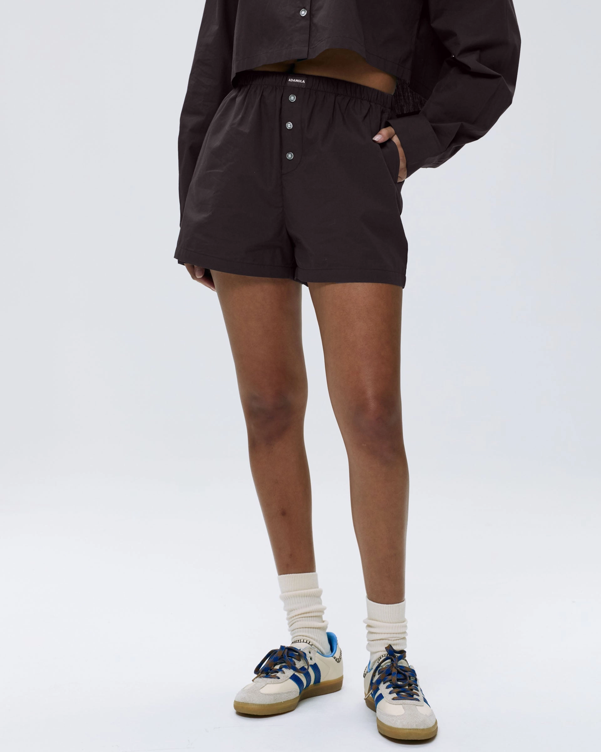 Cotton Boxer Shorts - Coffee Bean