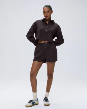 Cotton Boxer Shorts - Coffee Bean