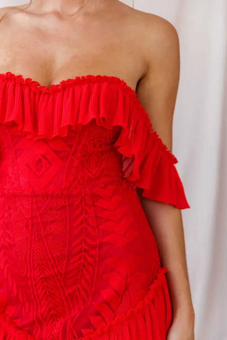 Dreamy Off-Shoulder Mini Dress Red
