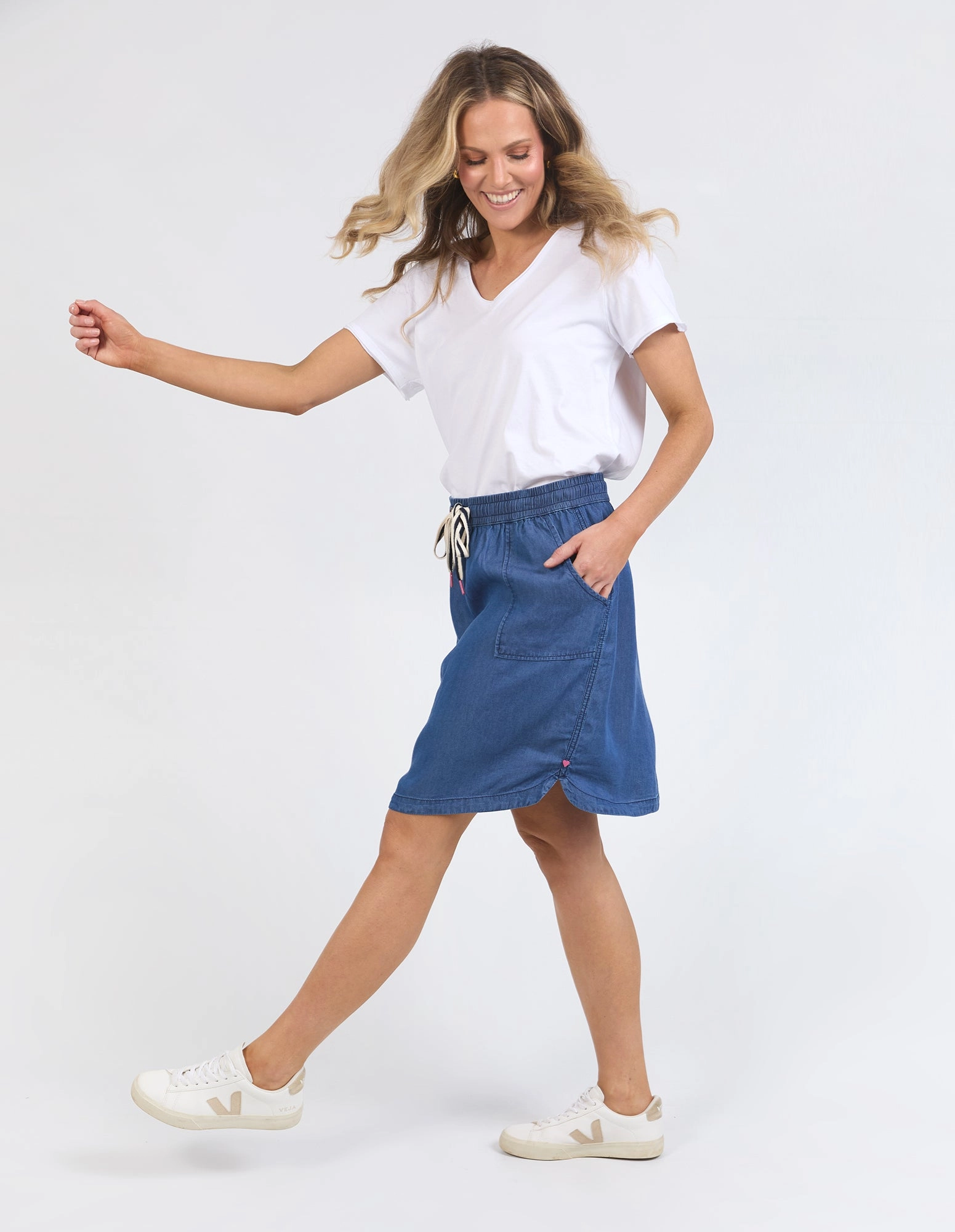 Elm Emmy Chambray Skirt Dark Blue Wash