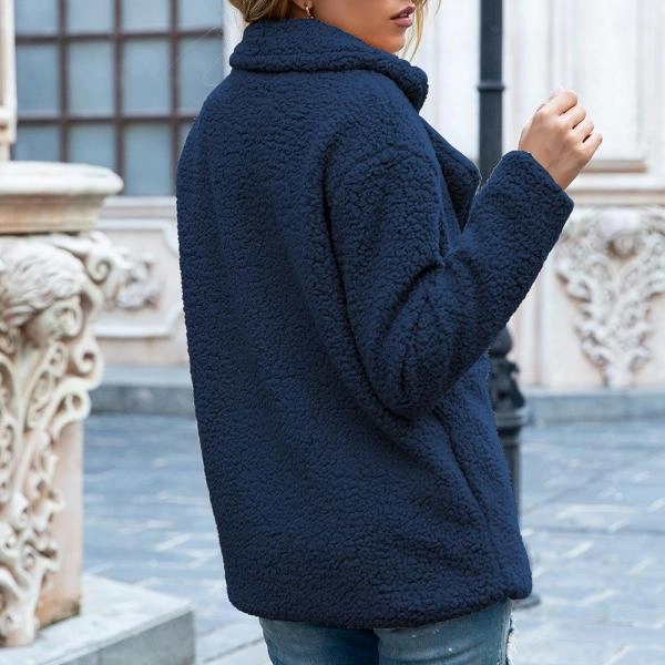 European And American Button Lapel Loose Sweater Cardigan Sheep Cake Woolen Coat