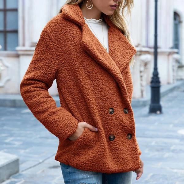 European And American Button Lapel Loose Sweater Cardigan Sheep Cake Woolen Coat