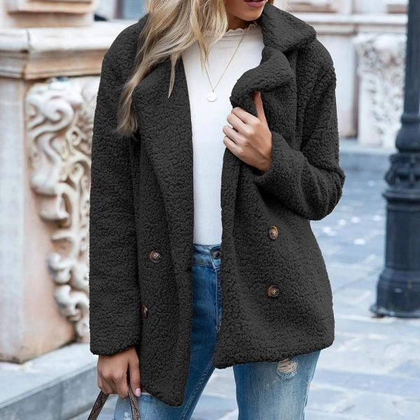 European And American Button Lapel Loose Sweater Cardigan Sheep Cake Woolen Coat