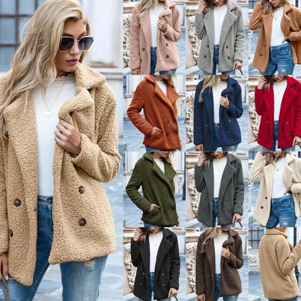 European And American Button Lapel Loose Sweater Cardigan Sheep Cake Woolen Coat