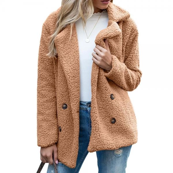 European And American Button Lapel Loose Sweater Cardigan Sheep Cake Woolen Coat