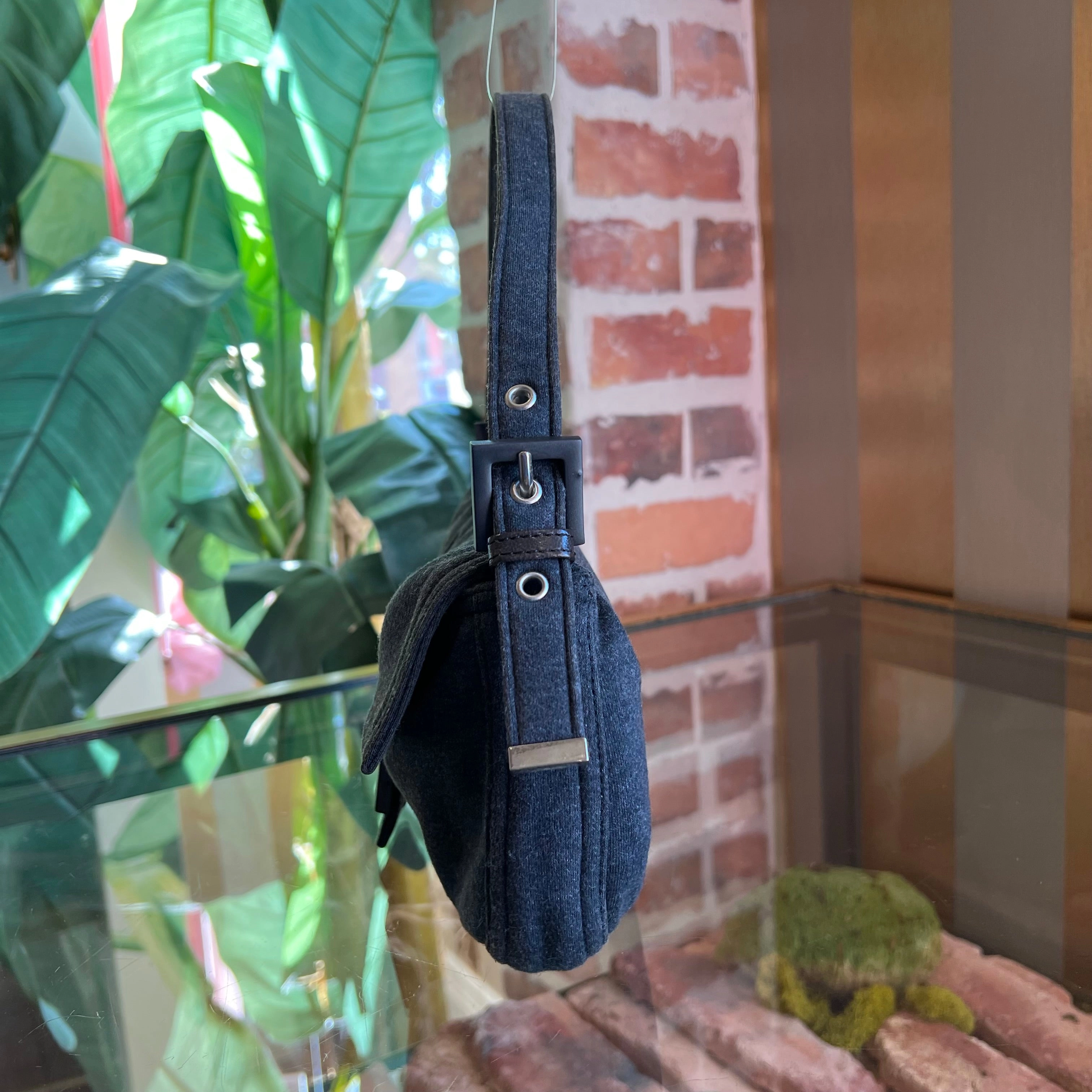 FENDI Mama Baguette Gray Jersey Vintage Shoulder Bag