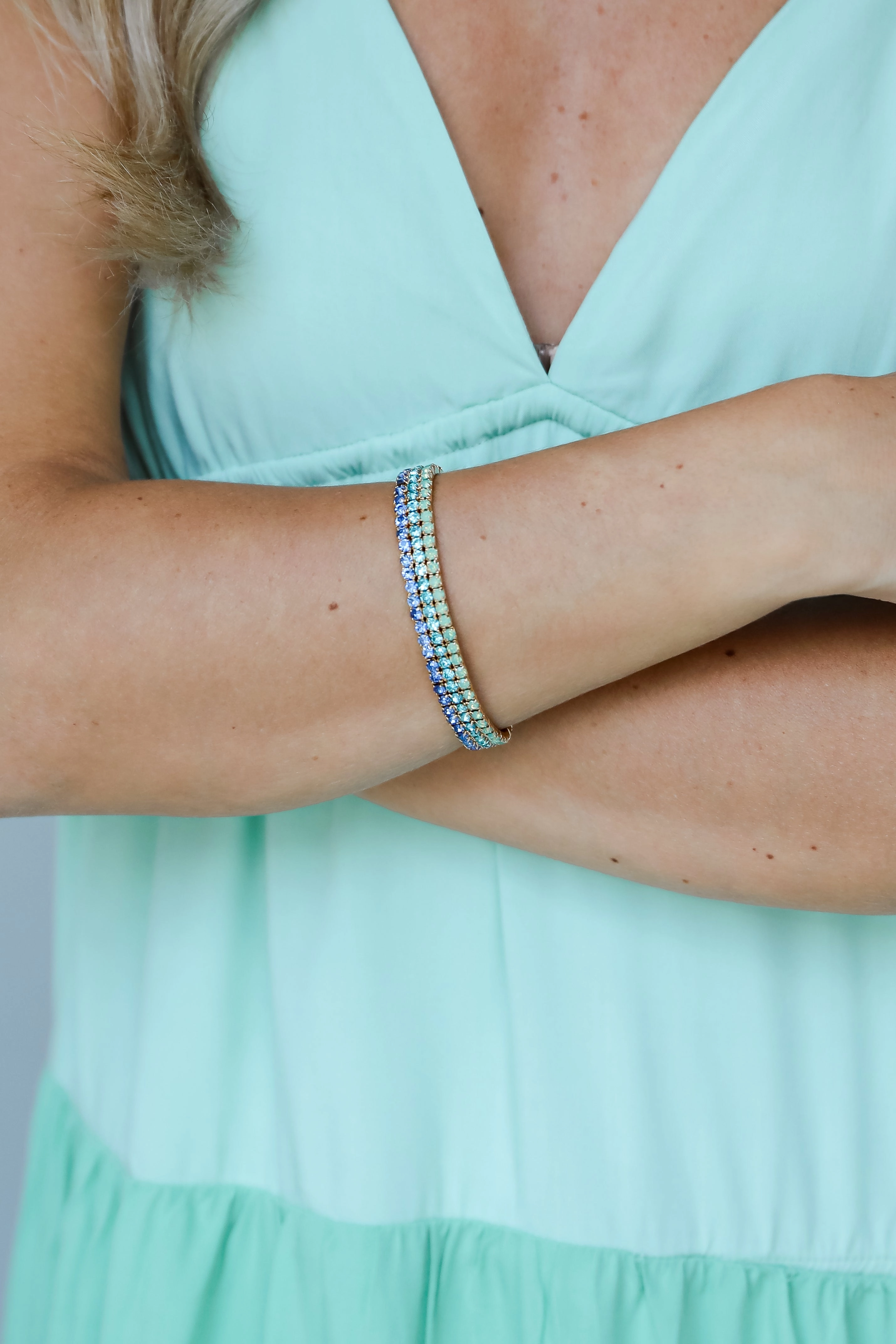 FINAL SALE - Melanie Blue Rhinestone Bracelet