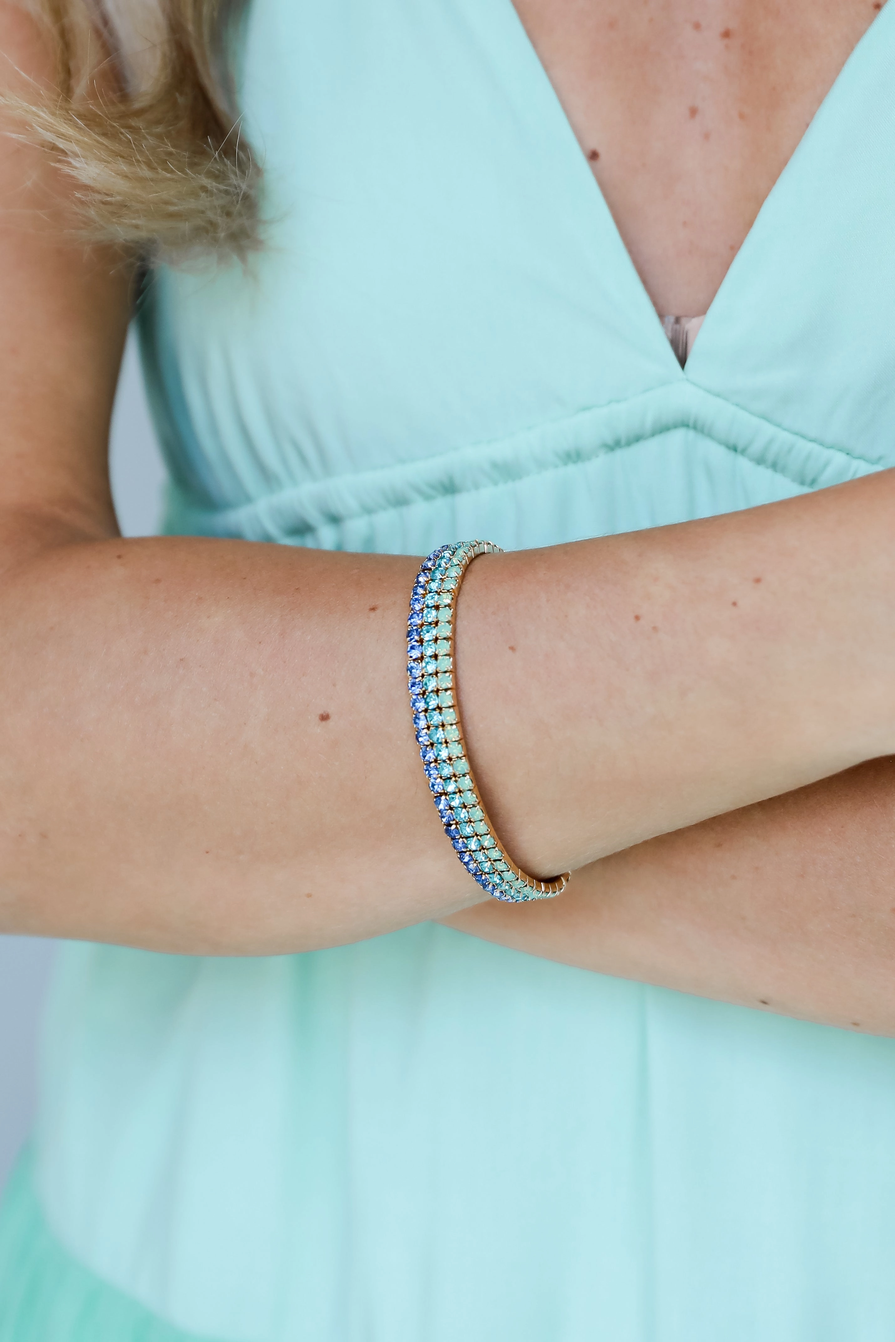 FINAL SALE - Melanie Blue Rhinestone Bracelet