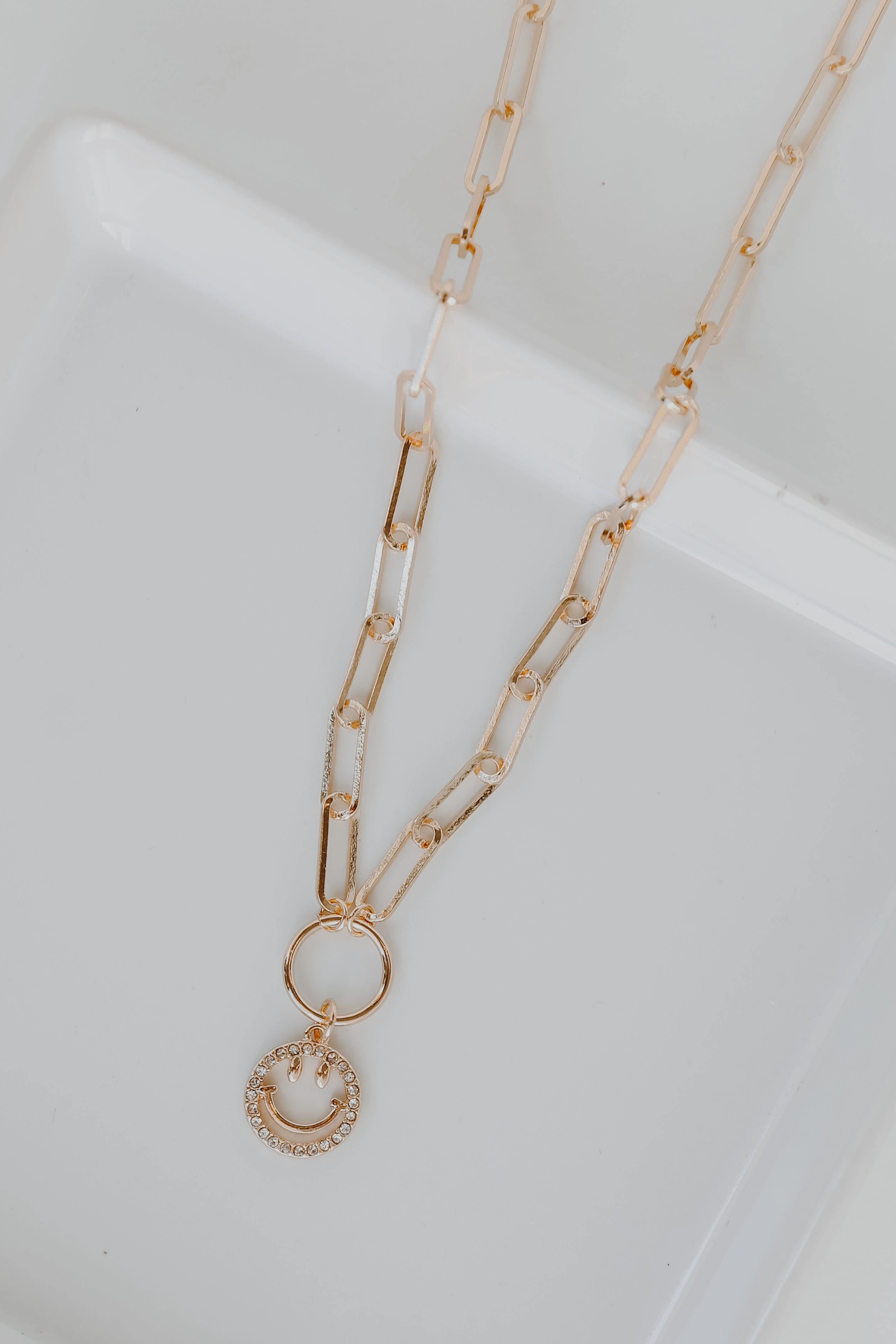 FINAL SALE - Molly Gold Smiley Face Necklace