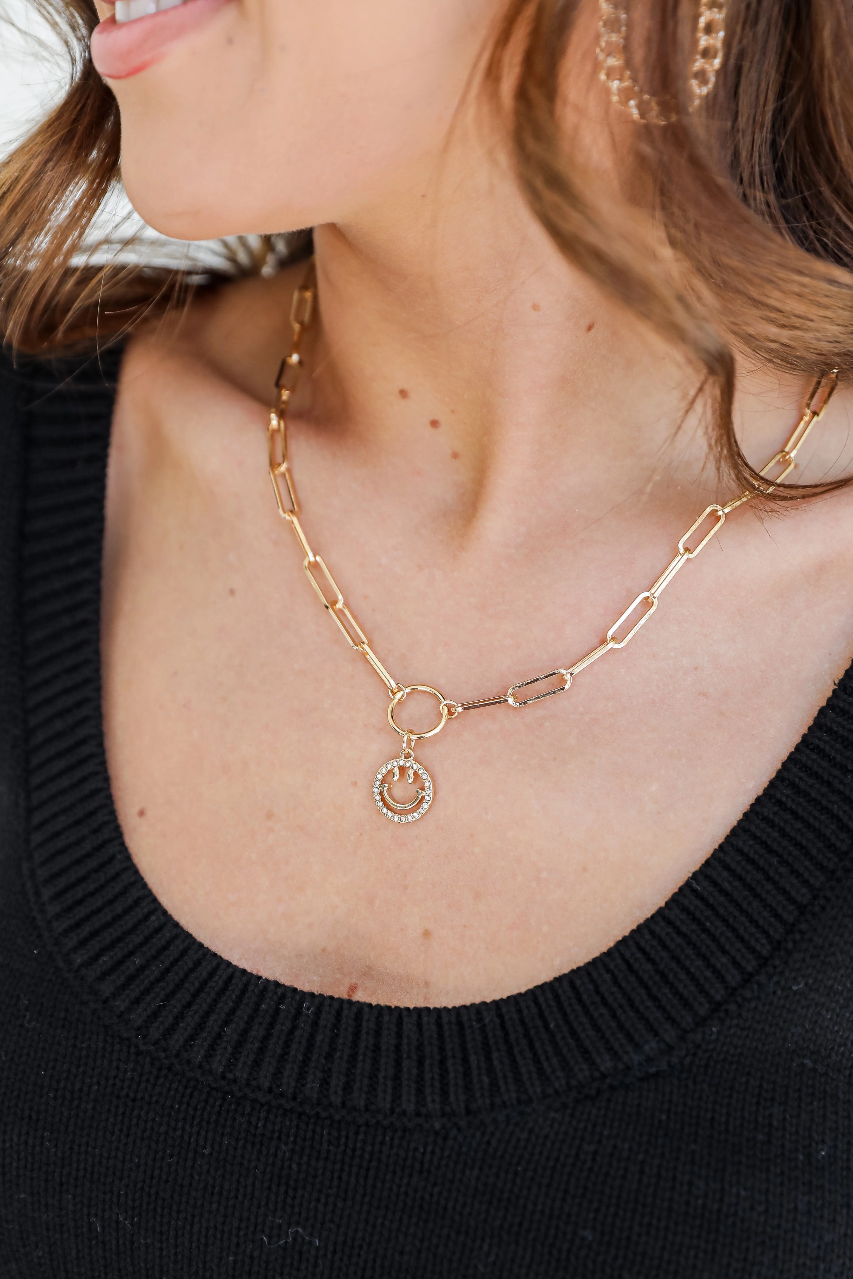 FINAL SALE - Molly Gold Smiley Face Necklace