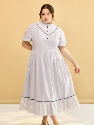 【Final Sale】Plus Size Alva Retro Lace Blue Dress
