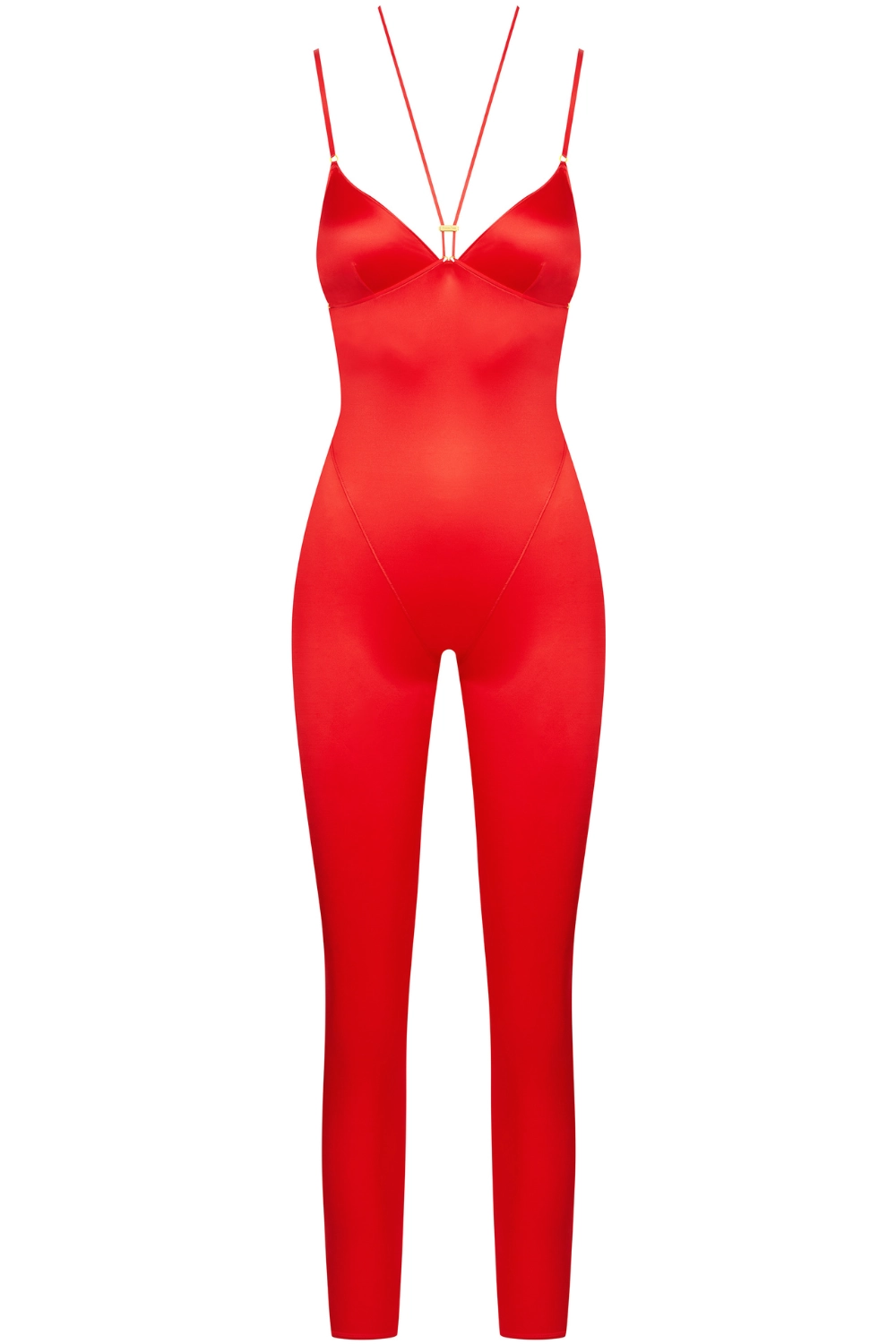 French Kiss Open Back Strap Jumpsuit Red
