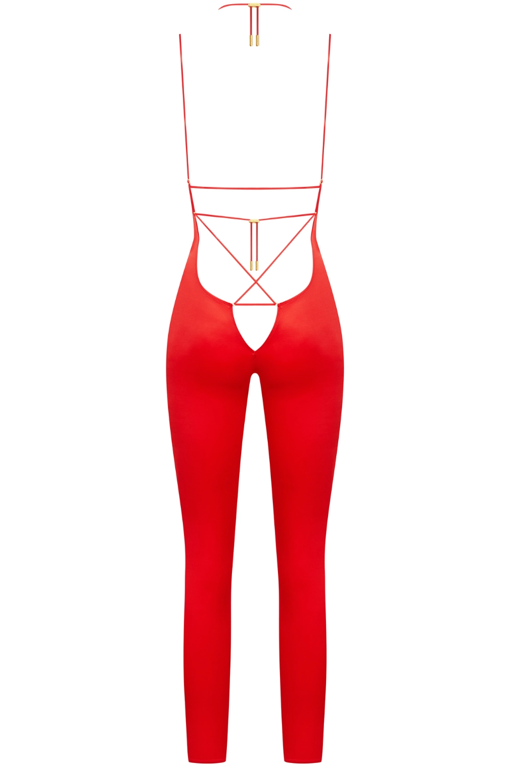 French Kiss Open Back Strap Jumpsuit Red