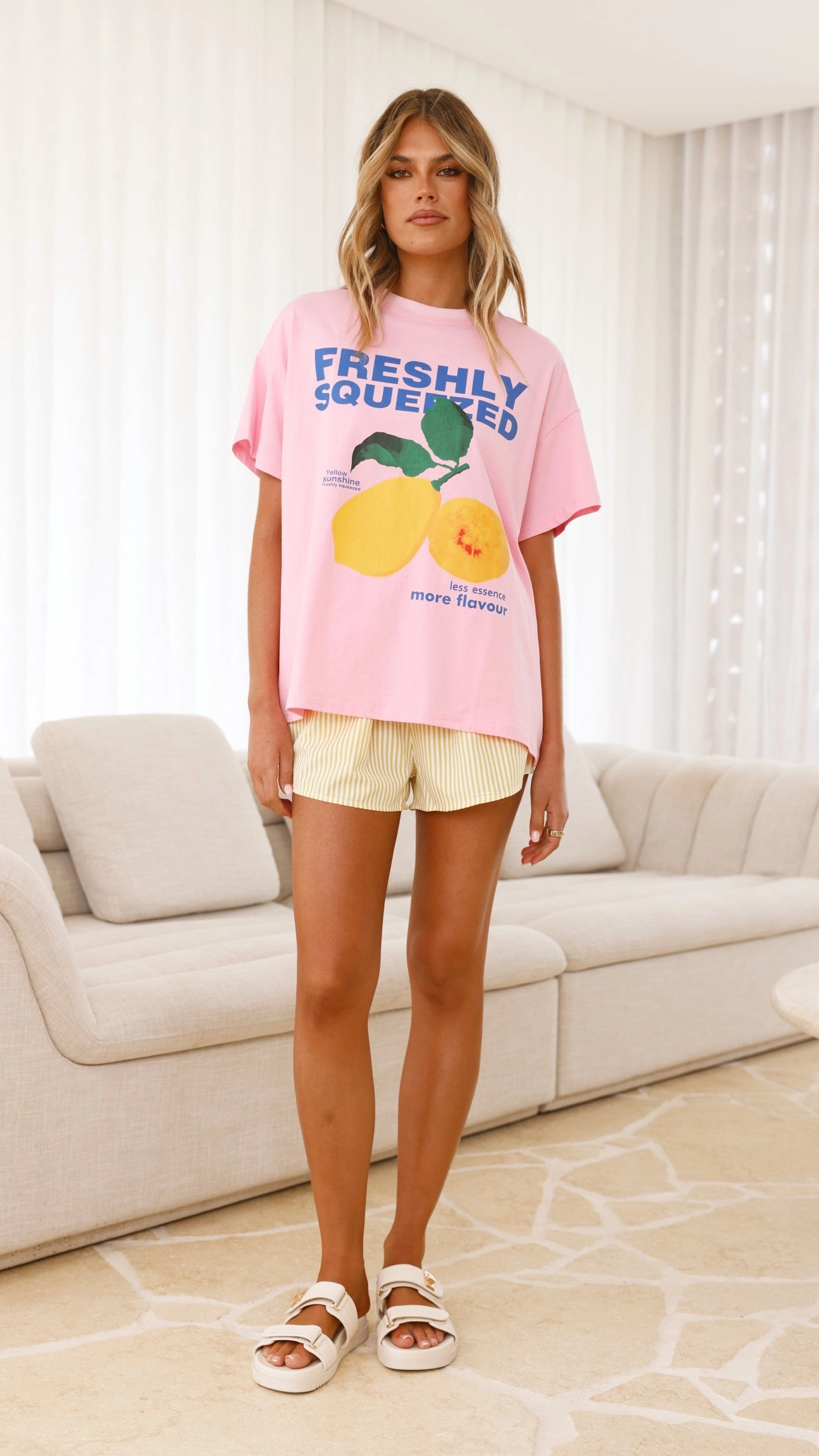 Freshly Squeezed Top & Shorts Set - Pink/ Yellow