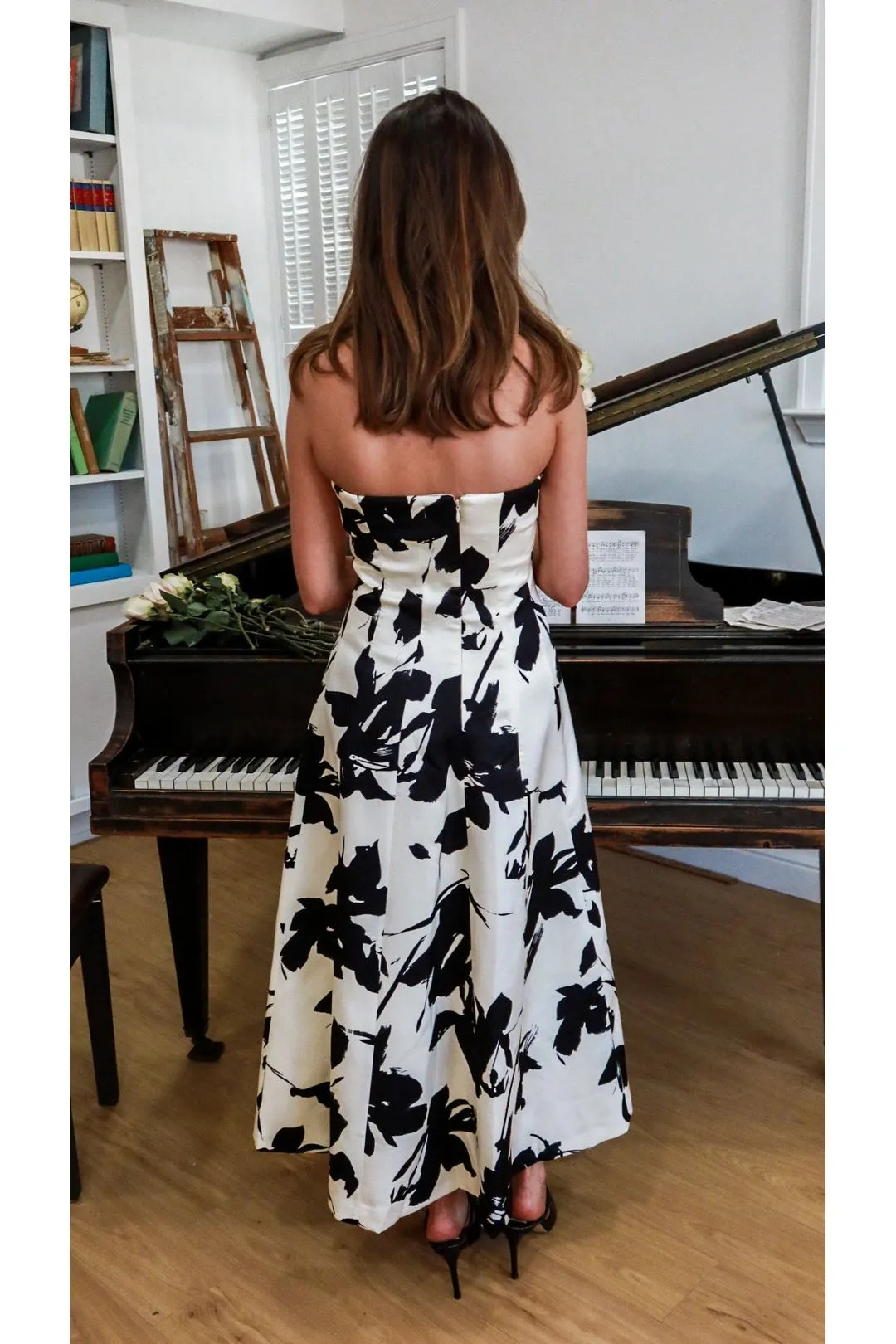 Garden Soirée Strapless Midi Dress