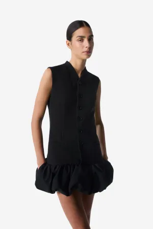 Gathered Hem Sleeveless Tailored Dress