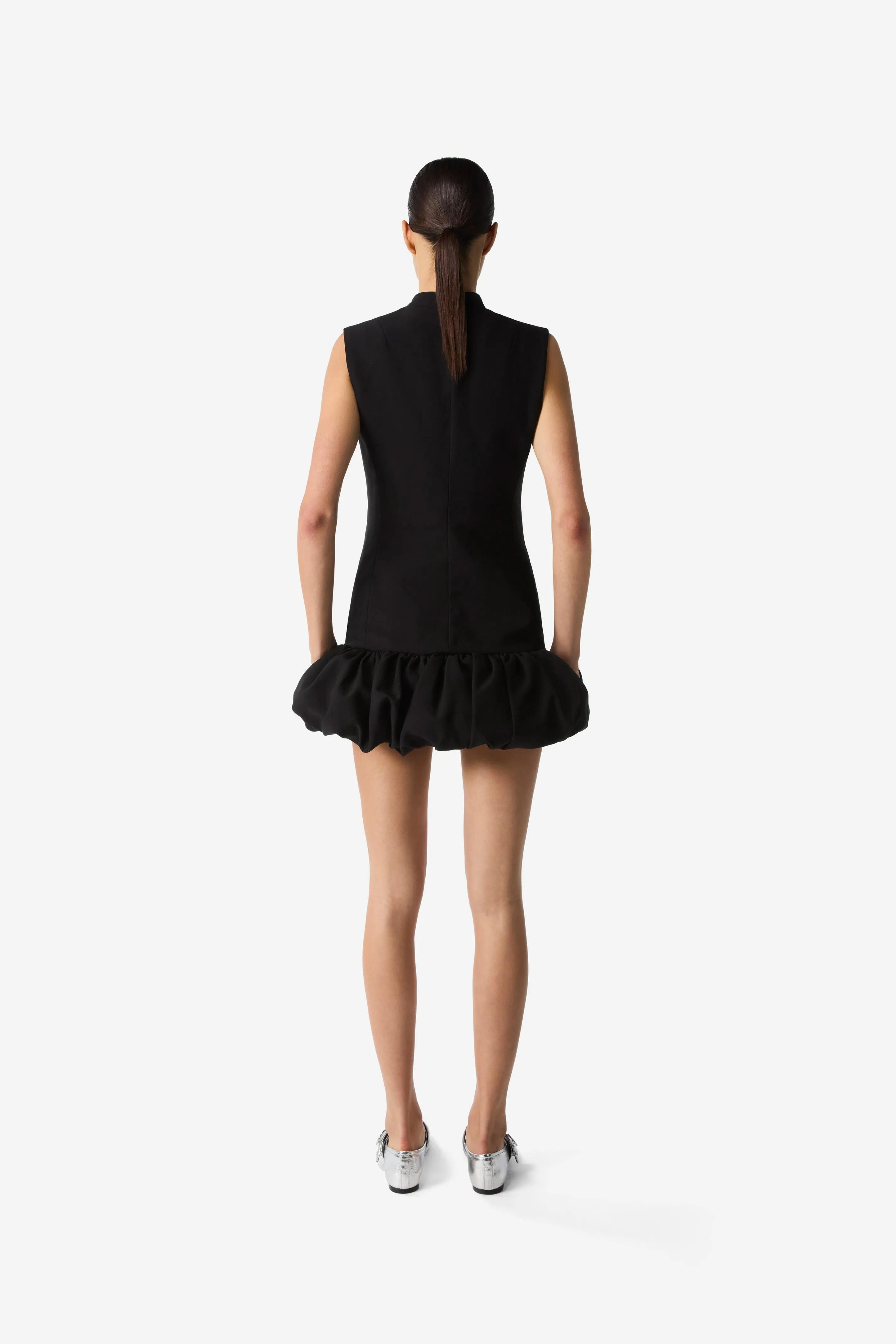 Gathered Hem Sleeveless Tailored Dress