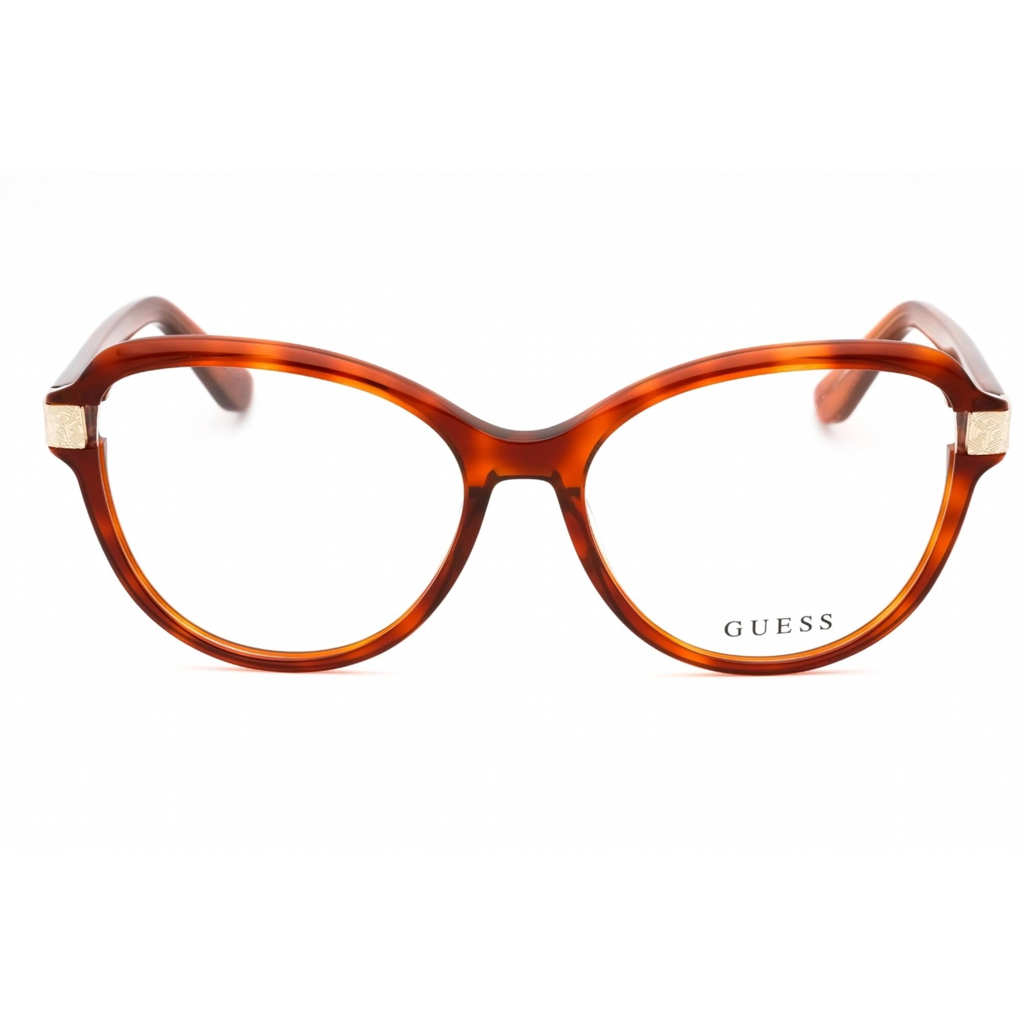 Guess Women's Eyeglasses - Blonde Havana Acetate Full Rim Cat Eye Frame | GU2955 053