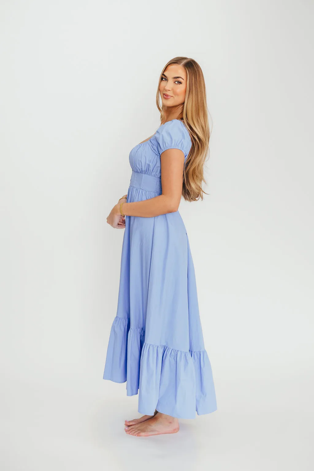 Hannah Midi Dress in Light Blue
