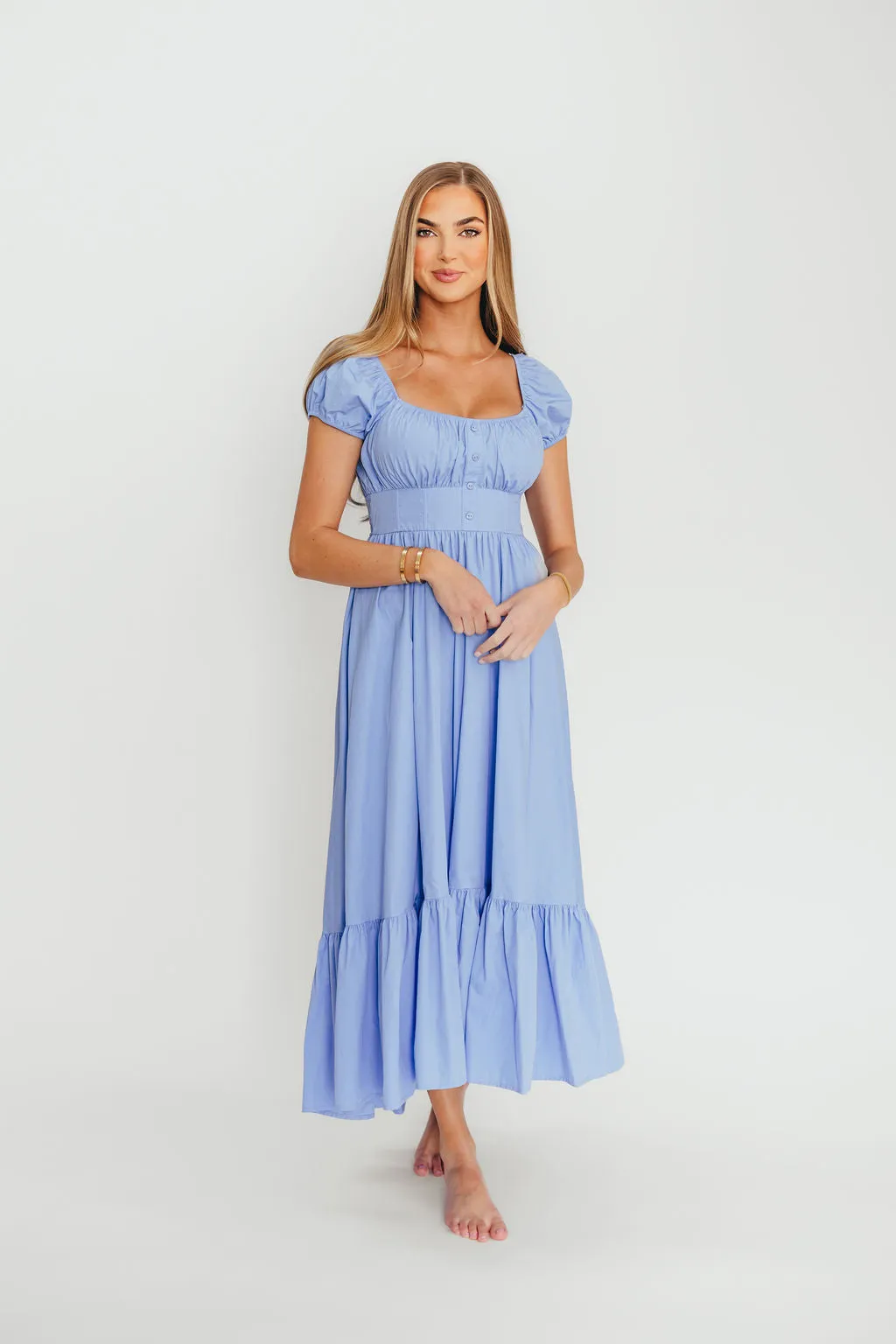 Hannah Midi Dress in Light Blue