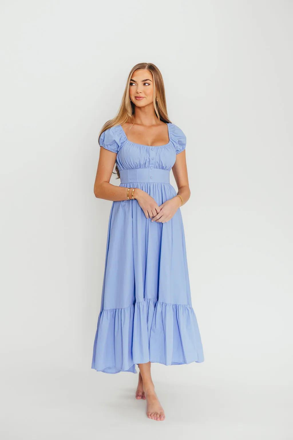 Hannah Midi Dress in Light Blue
