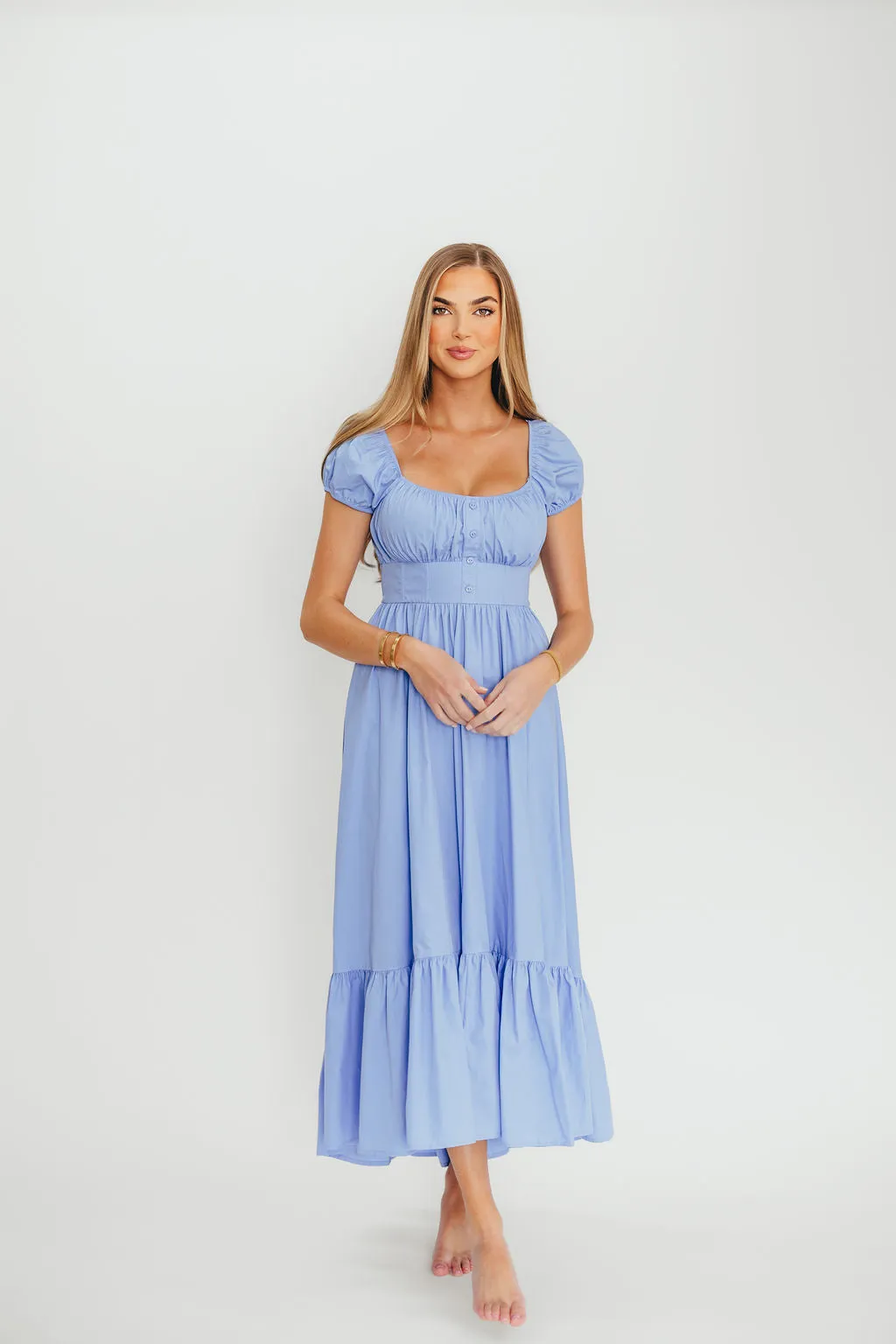 Hannah Midi Dress in Light Blue