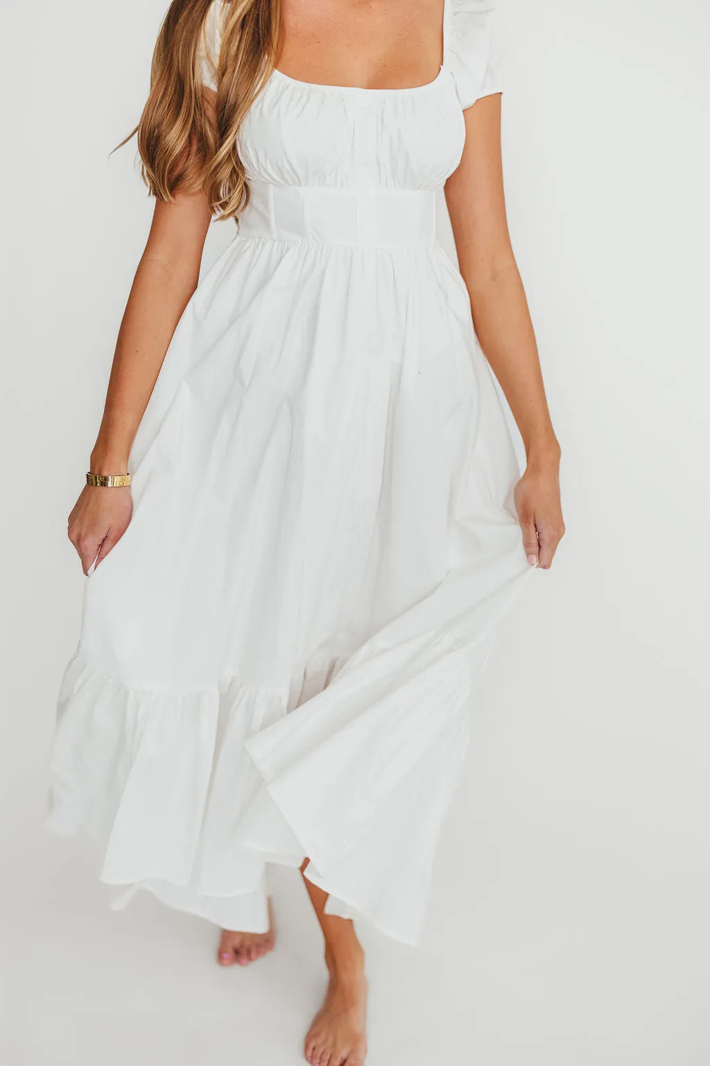 Hannah Midi Dress in White