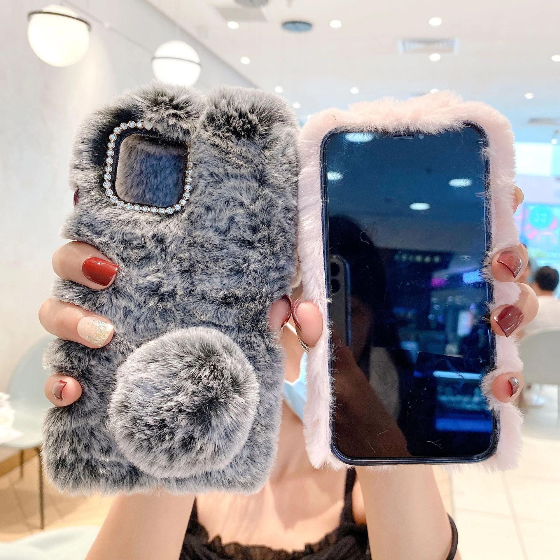 iPhone 12 Pro Case Protective Rabbit Fur Cover Apple Phone Case