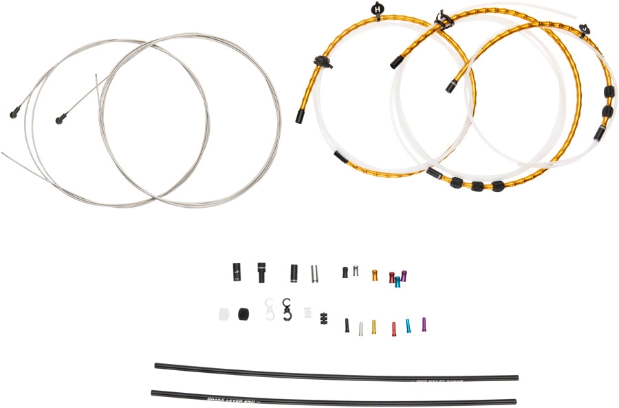Jagwire Road Elite Link Brake Cable Kit SRAM/Shimano with Ultra-Slick Uncoated Cables, Gold