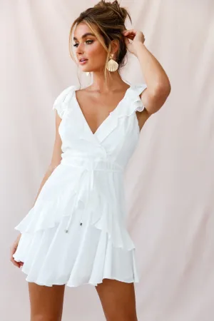 Jodi Ruffle Strap Tie-Back Dress White