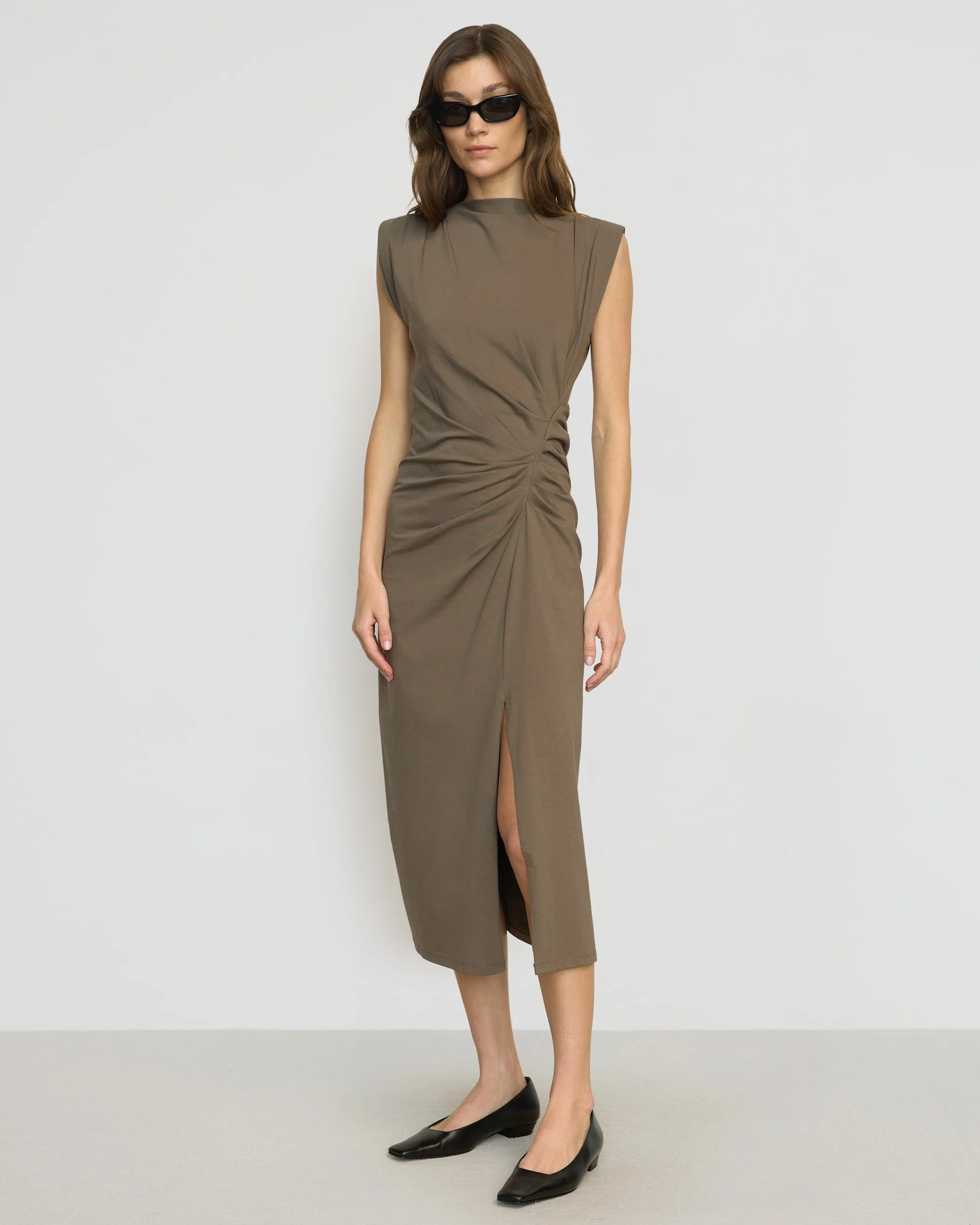 Khelan Sculpted Ruched-Waist Dress