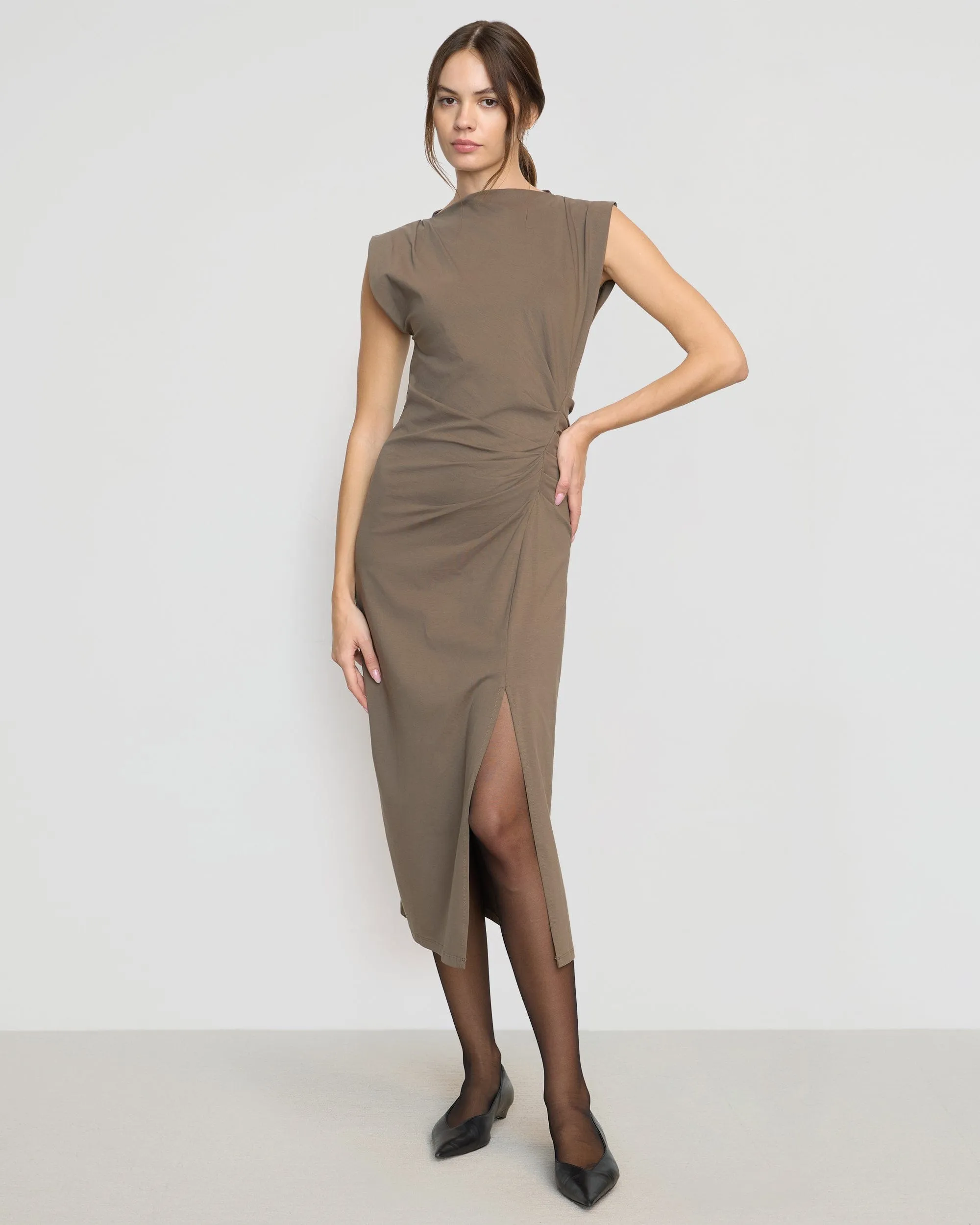 Khelan Sculpted Ruched-Waist Dress